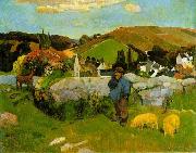 Paul Gauguin The Swineherd, Brittany Sweden oil painting artist